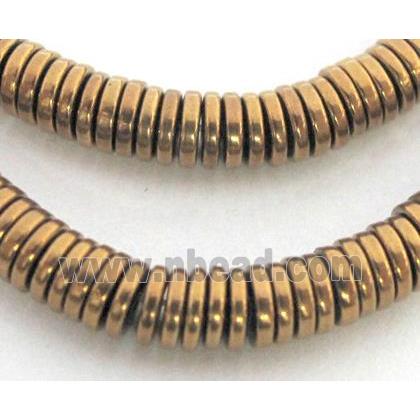 Hematite disc spacer beads, heishi, no-Magnetic, antique gold