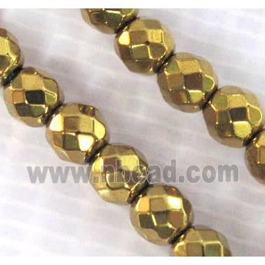 gold plated Hematite beads, no-Magnetic, faceted round