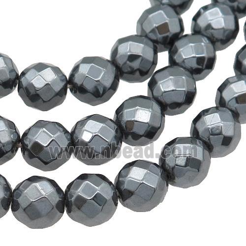 faceted round black Hematite beads, no-Magnetic