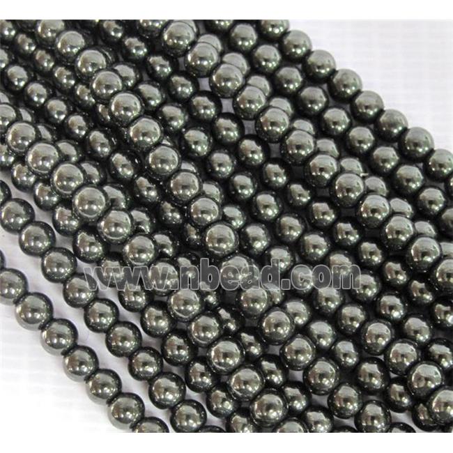 round black Hematite beads, Magnetic