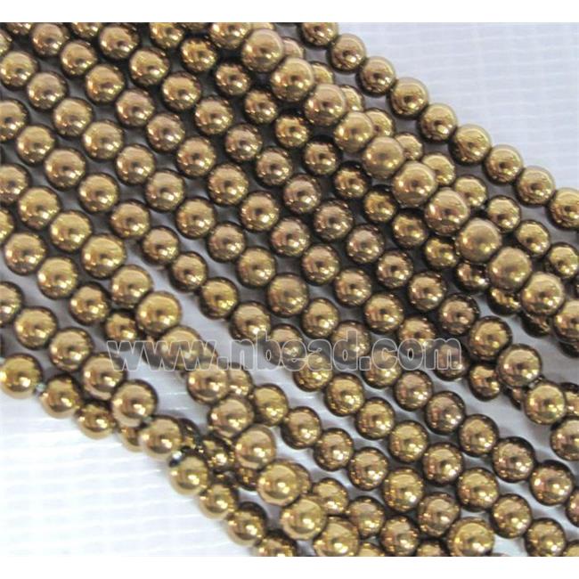 Hematite beads, no-Magnetic, brown electroplated, round