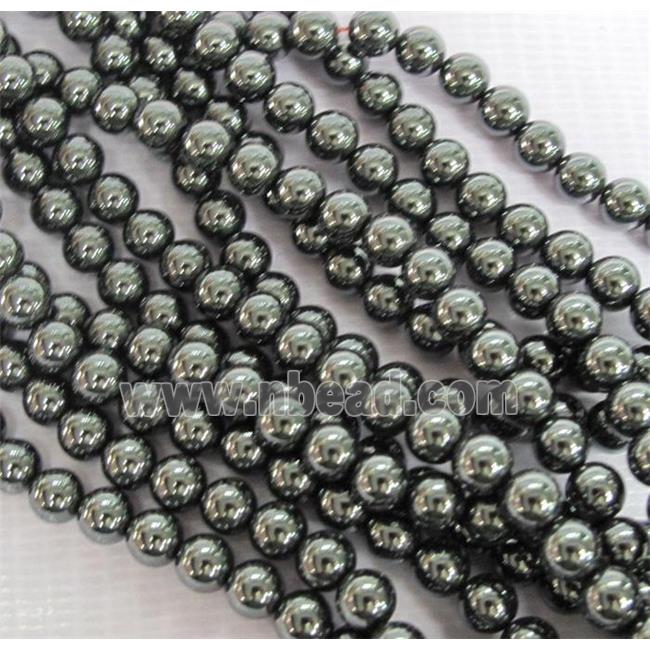round black Hematite beads, no-Magnetic
