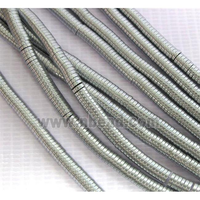 Hematite heishi beads, no-Magnetic, silver electroplated