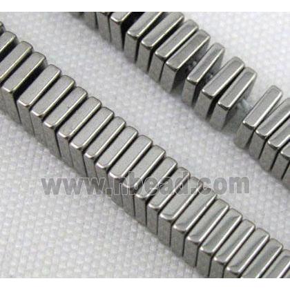 Hematite beads, no-Magnetic, platinum electroplated, square
