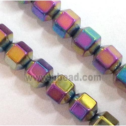 rainbow Hematite beads, no-Magnetic, faceted round, 18 face