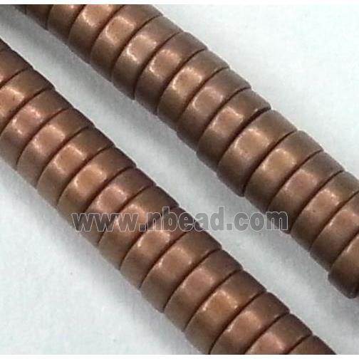 matte Hematite disc beads, heishi, no-Magnetic, coffee electroplated