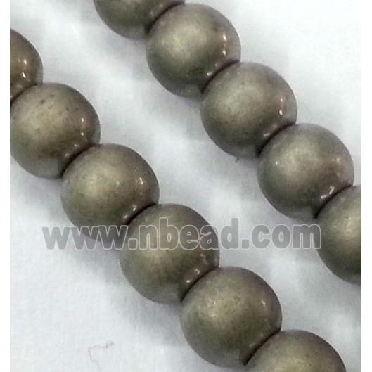 Hematite beads, no-Magnetic, matte, round, electroplated