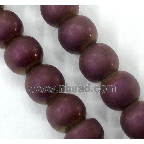 round matte Hematite beads, no-Magnetic, purple electroplated