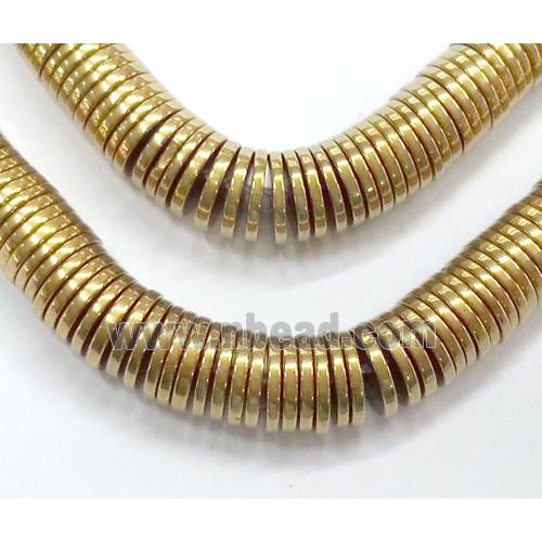 Hematite heshi bead, no-magnetic, gold plated