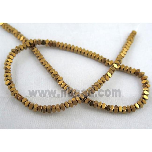 golden electroplated hematite rhombic beads