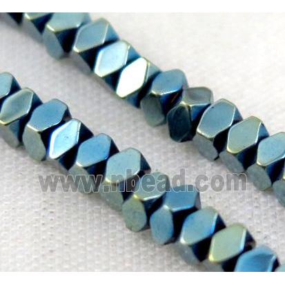 green electroplated hematite rhombic beads