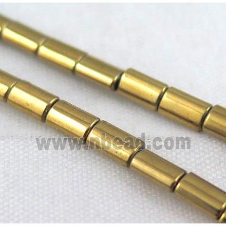 hematite tube beads, golden electroplated