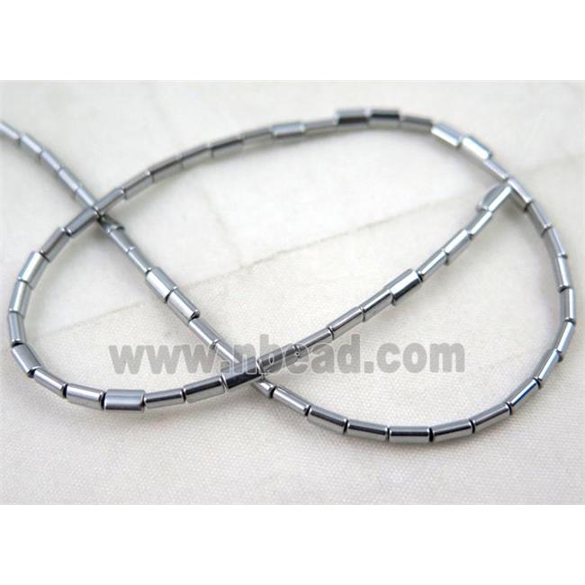 hematite tube beads, silver electroplated