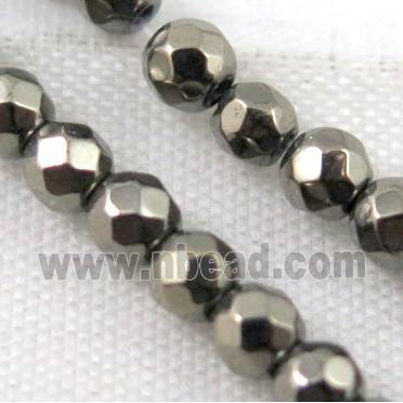 faceted round hematite beads, pyrite color