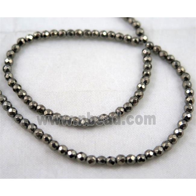 faceted round hematite beads, pyrite color