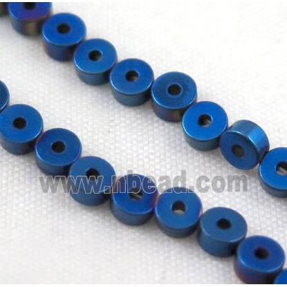 hematite disc beads, blue electroplated