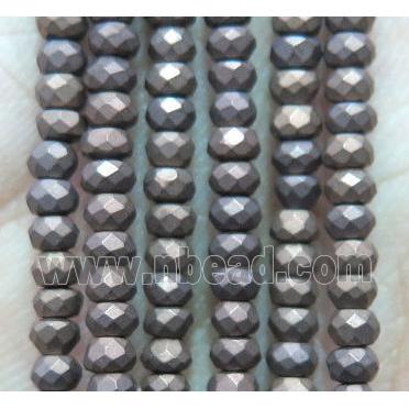 matte hematite beads, faceted rondelle, chocolate