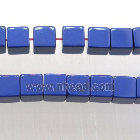 Taiwan Hokutolite Beads, cube, blue treated