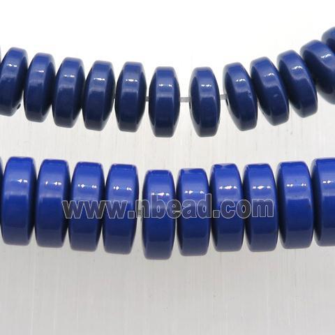 Taiwan Hokutolite Beads, heishi, blue treated