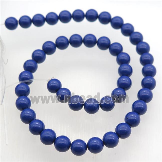 round Taiwan Hokutolite Beads, blue treated