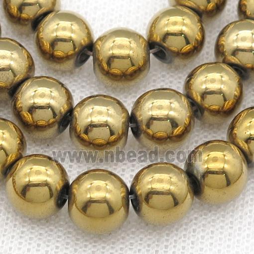 round Hematite beads, gold plated
