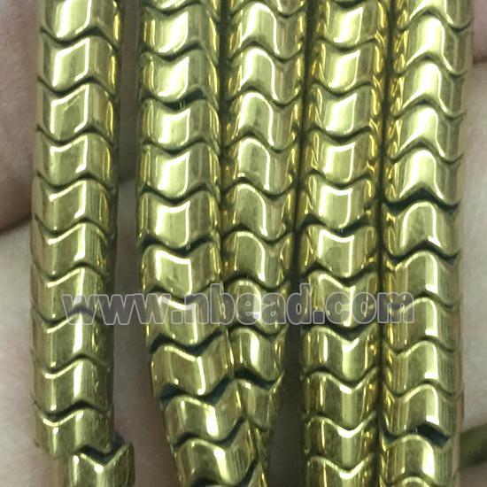 Hematite wave beads, gold plated