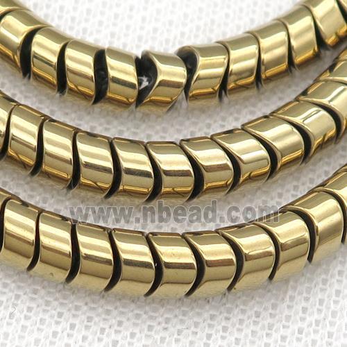 Hematite wave beads, lt.gold plated