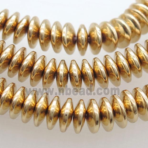 light gold electroplated Hematite wheel Beads