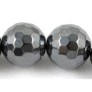 faceted round black Hematite Beads, non-Magnetic