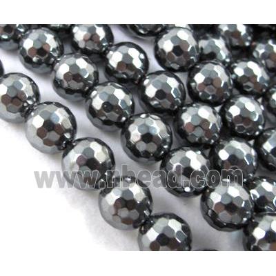 faceted round black Hematite Beads, non-Magnetic