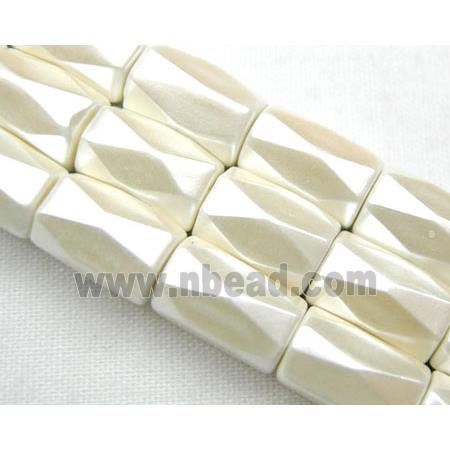 magnetic Hematite Beads, faceted tube, milk white