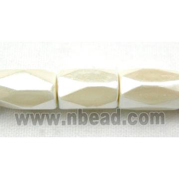 magnetic Hematite Beads, faceted tube, milk white