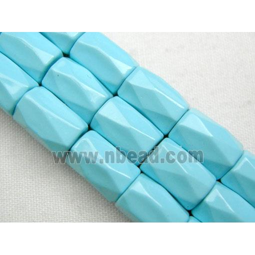 magnetic Hematite Beads, faceted tube, turquoise blue