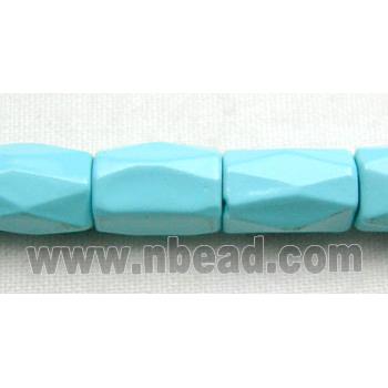 magnetic Hematite Beads, faceted tube, turquoise blue