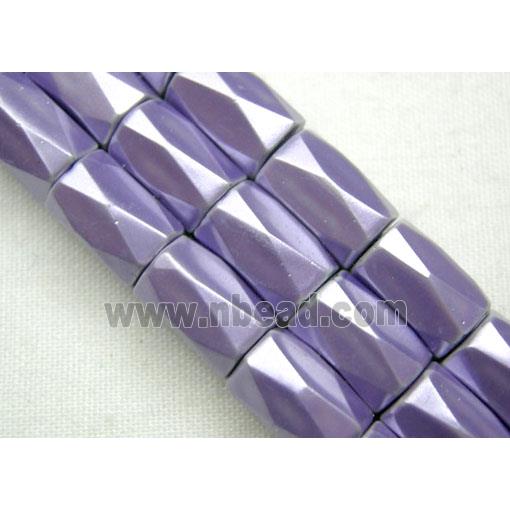magnetic Hematite Beads, faceted tube, lavender