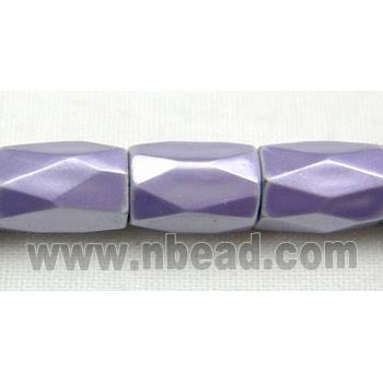magnetic Hematite Beads, faceted tube, lavender