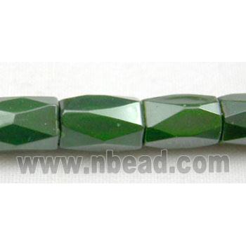 magnetic Hematite Beads, faceted tube, deep green