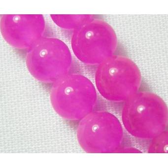 round Jade Beads, hot-pink