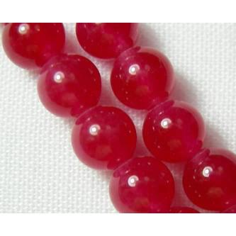 Jade Beads, round, deep red