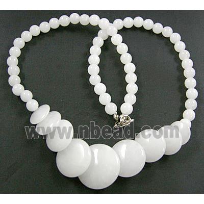 Jade Necklace, ivory white, 16" long