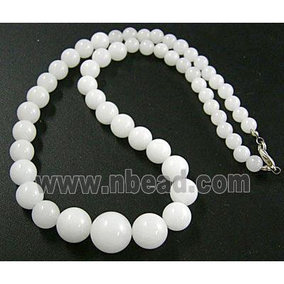 Jade Necklace, Round beads, ivory white