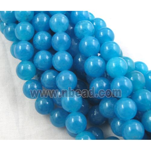 Jade beads, Round, blue