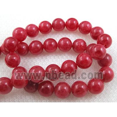 Jade beads, Round, Red