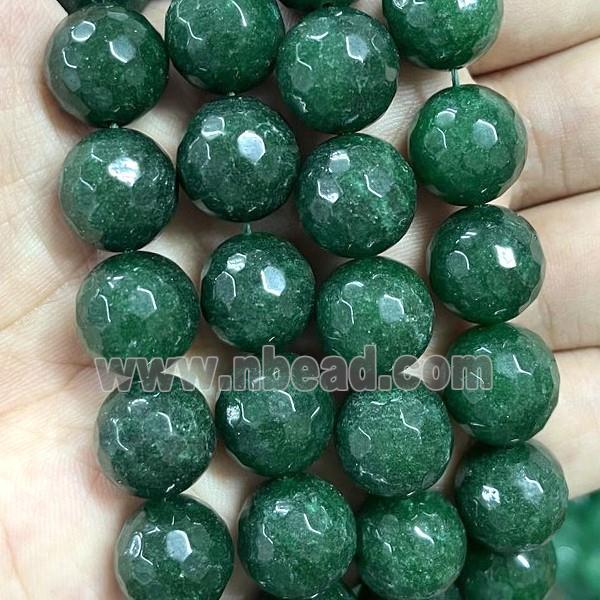 Green Jade Beads Faceted Round Dye
