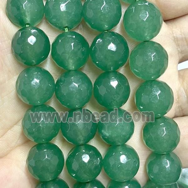 Green Jade Beads Faceted Round Dye