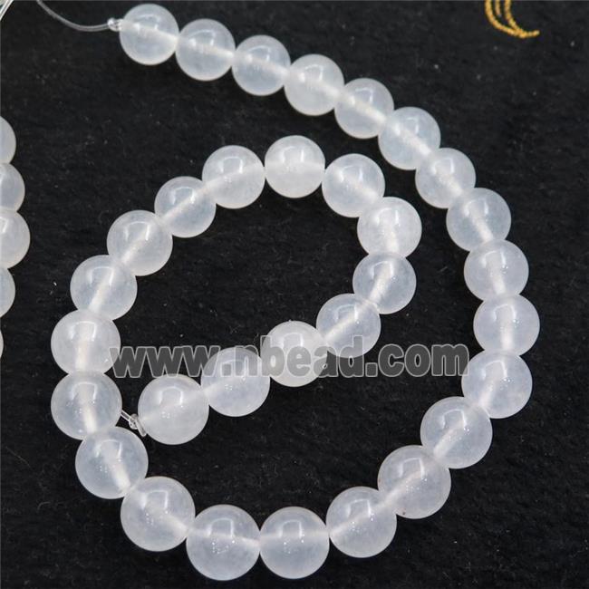 white Spong Jade Beads, round
