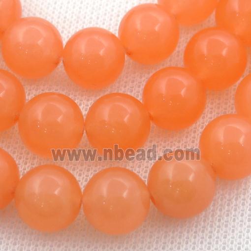 orange Spong Jade Beads, round