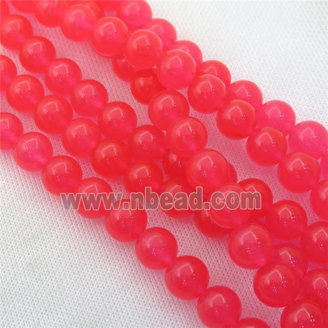red Spong Jade Beads, round