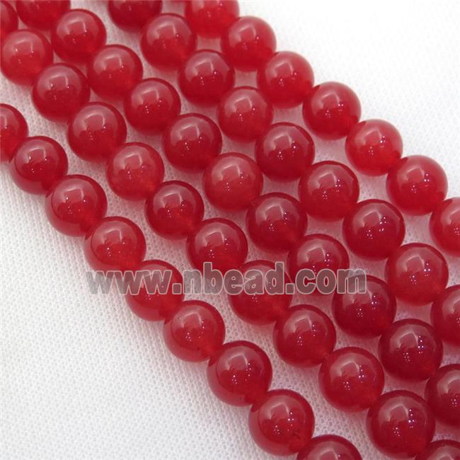 red Spong Jade Beads, round