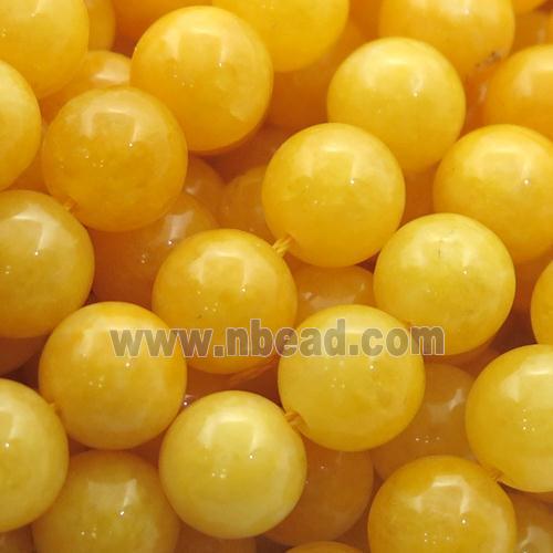 gold Spong Jade Beads, round